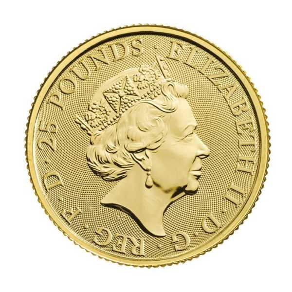Queens Beasts B-Ware 25 Pfund 1/4 Oz Gold