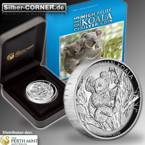 Koala High Relief 2013 1 Oz Silber Proof Coin + Box +CoA*